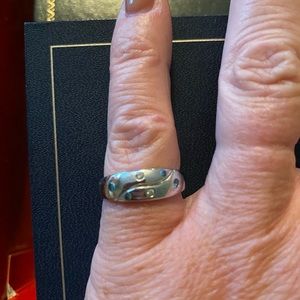 Blue and white diamond ring